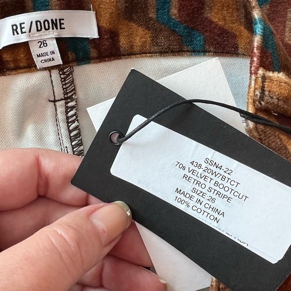 RE/DONE 70's Velvet bootcut in Retro stripe size 26 NWT - Picture 15 of 16